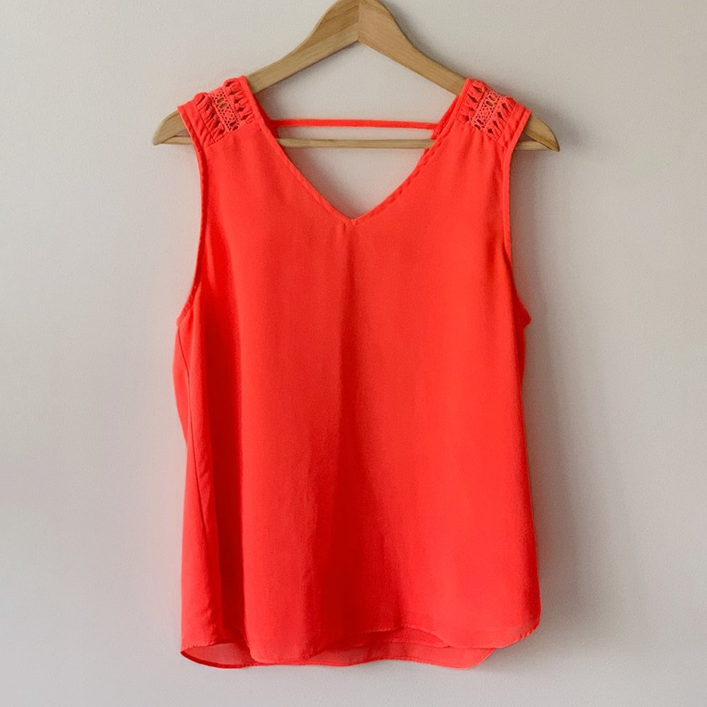 Francesca's Sleeveless Top Orange Coral Blouse